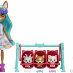 MATTEL ENCHANTIMALS - MEILLEURS AMIS DES BEBES 15 CM - POUPEE CRIZIA CORGI ET SHOW