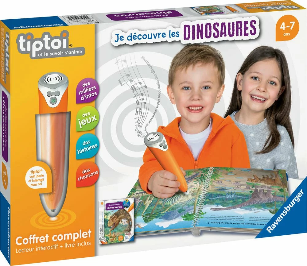 Ravensburger TIPTOI - COFFRET COMPLET LECTEUR INTERACTIF + LIVRE JE DECOUVRE LES DINOSAURES 1 Ravensburger TIPTOI - COFFRET COMPLET LECTEUR INTERACTIF + LIVRE JE DECOUVRE LES DINOSAURES