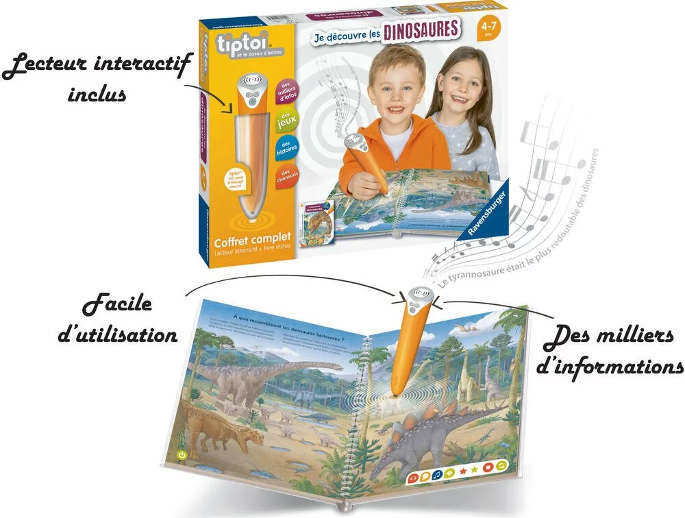 Ravensburger TIPTOI - COFFRET COMPLET LECTEUR INTERACTIF + LIVRE JE DECOUVRE LES DINOSAURES 5 Ravensburger TIPTOI - COFFRET COMPLET LECTEUR INTERACTIF + LIVRE JE DECOUVRE LES DINOSAURES – Image 5