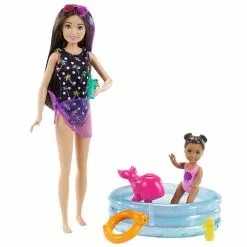 MATTEL COFFRET POUPEE BABYSITTER PISCINE - BARBIE