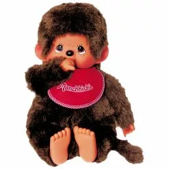 Bandai PELUCHE MONCHHICHI GARCON BAVOIR ROUGE 45 CM